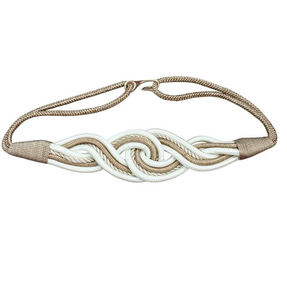 Vintage Rope Knot Belt Tan Ivory - Picture 3 of 5